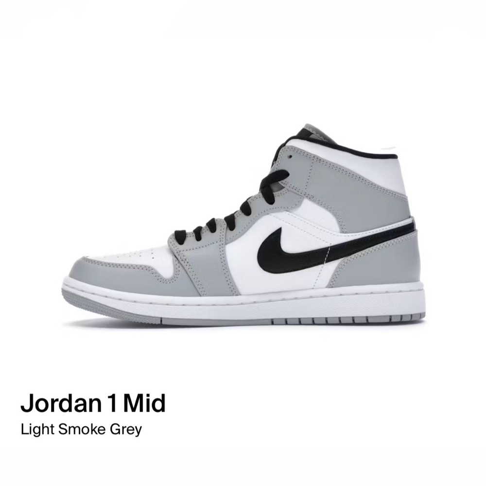 Jordan 1 Mid Light Smoke Grey Size 5.5 M/ 7 W